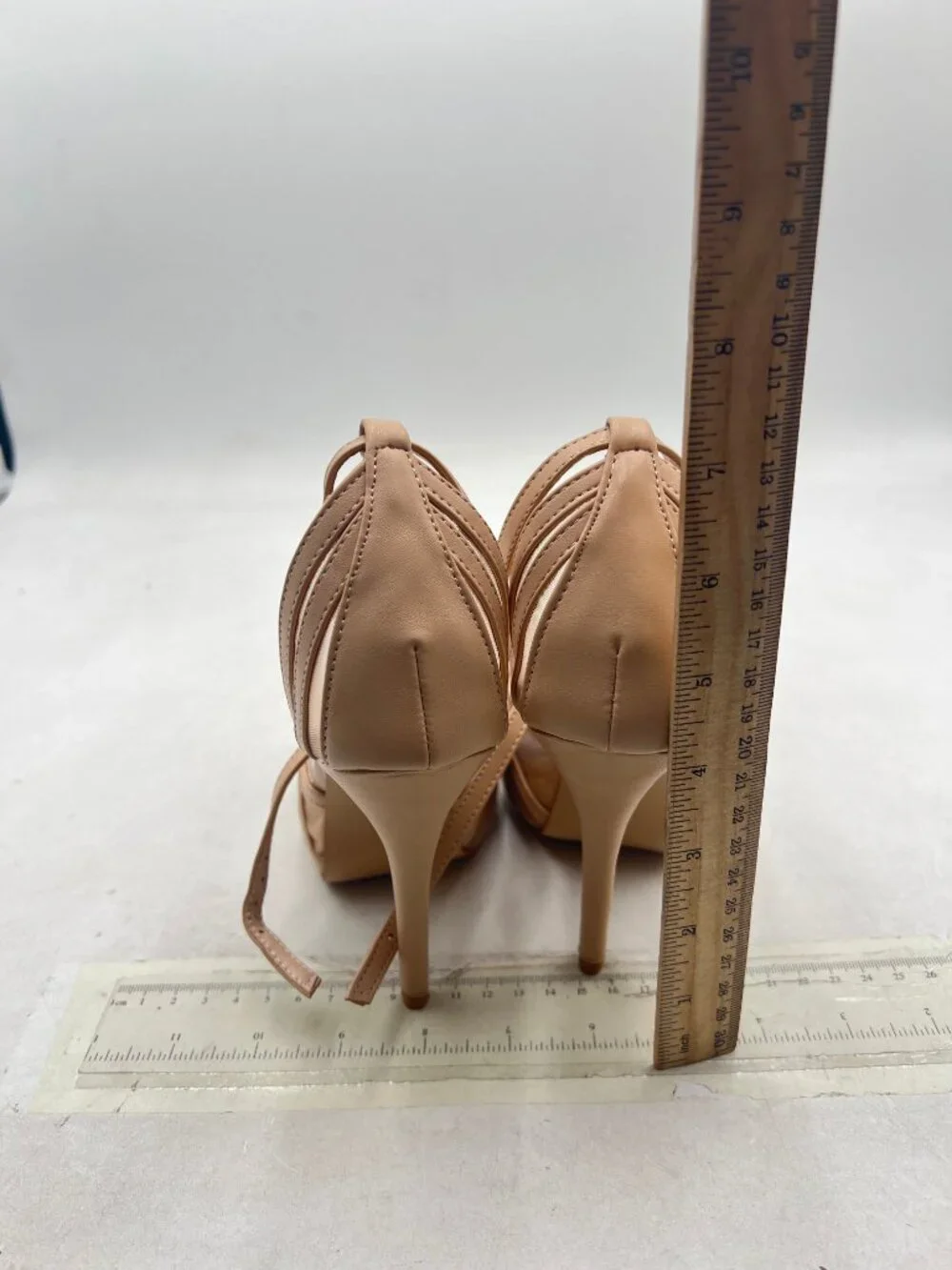FSJ Nude Peep Toe Crisscross Platform Sandals Ankle Strappy High Heel Shoes
